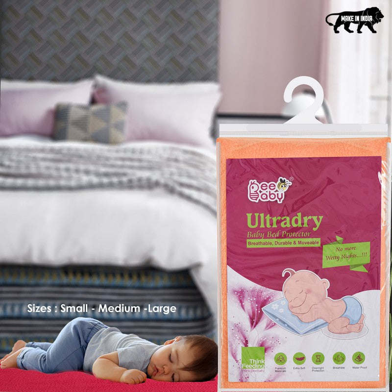 Peach UltraDry Waterproof Baby Bed Protector / Dry Sheet (Size - Medium)