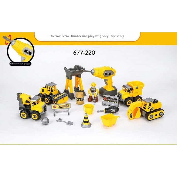 DIY Activity Construction Site Work Theme Construction Trucks Play Set For Kids - 14 Piece