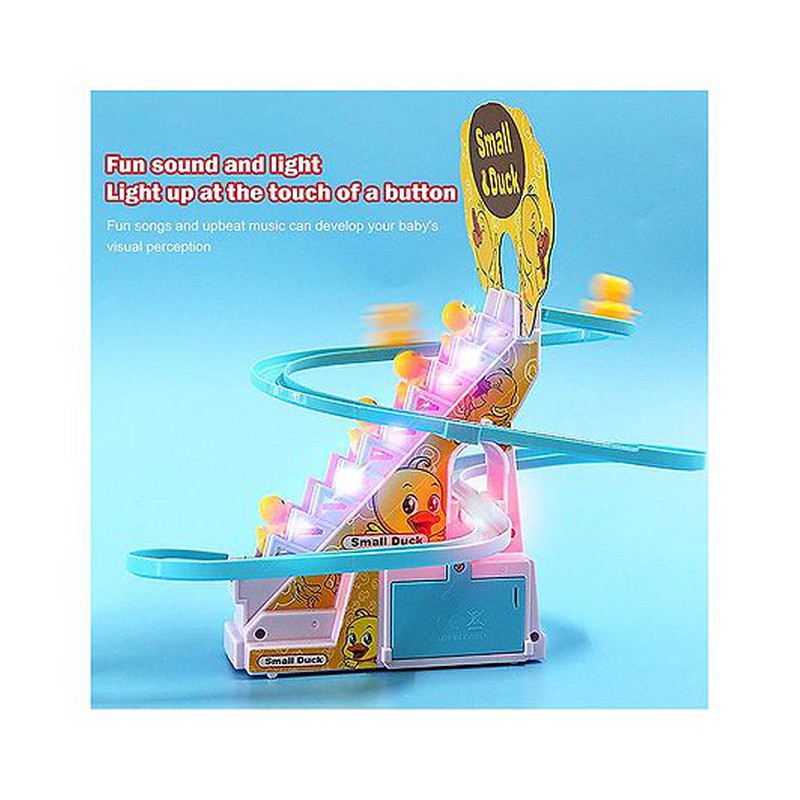 Musical Duck Track Slide and Climb Stairs Toys with 3 Duck (Assorted Color & Design of Track)