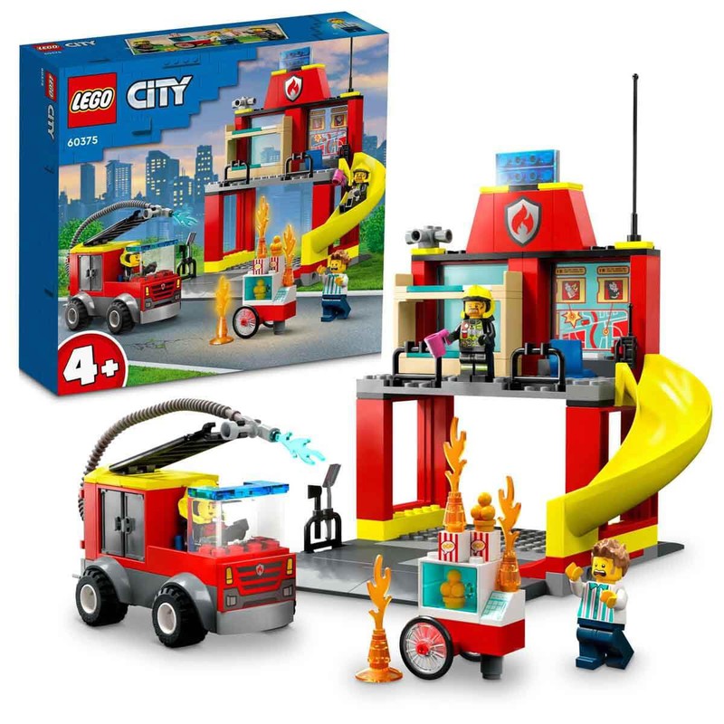 LEGO City Fire Station&Fire Engine 60375 Building Toy Set (153 Pcs)