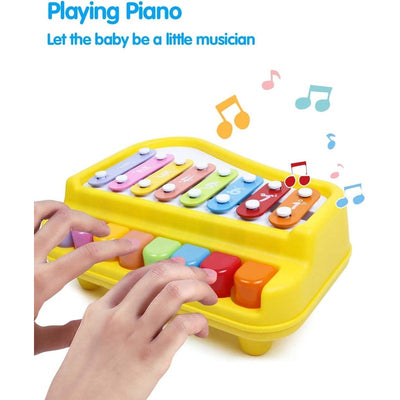 Big Size Musical Multi Keys Xylophone and Piano, Non Toxic, Non-Battery for Kids & Toddlers, Plastic (8 Keys Yellow)