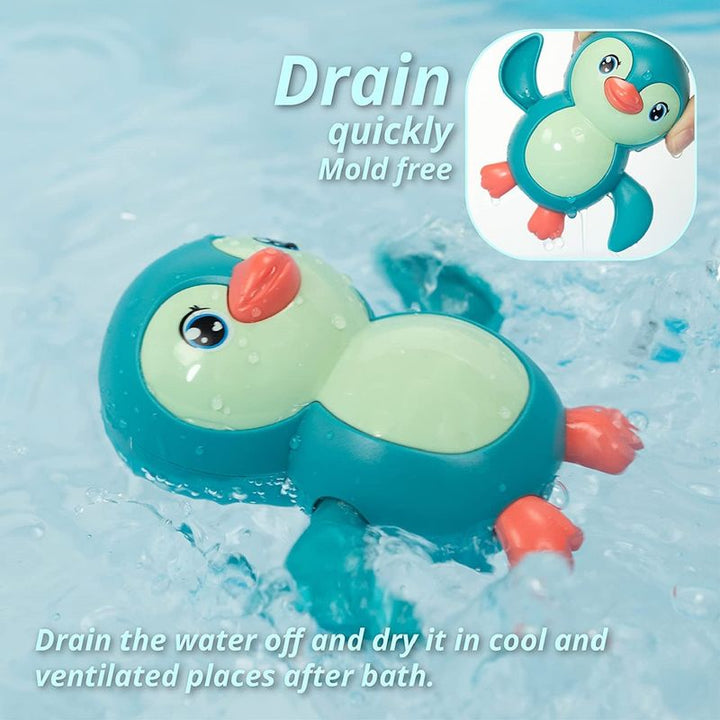 Swimming Penguin and Turtle Wind Up Bath Toy - Pack of 2