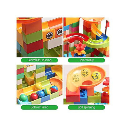 Marble Run Race Track Building Blocks and Brick Educational Toy For Kids Pack of 91 Pieces (Assorted Colour)