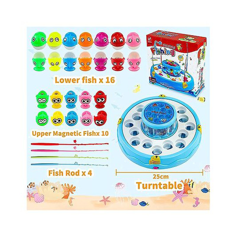 Fish Catching Game with 26 Fishes and 4 Pods with Music and Lights (Assorted Colour)