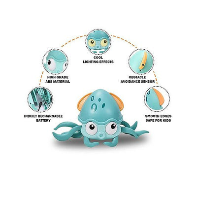Crawling Octopus Moving Toy with Music for Kids- (Assorted Color)