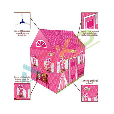 Foldable Play Tent House For Kids Doll House Theme Multicolor- Pink