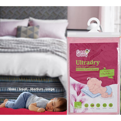 Baby Pink UltraDry Waterproof Baby Bed Protector / Dry Sheet (Size - Medium)