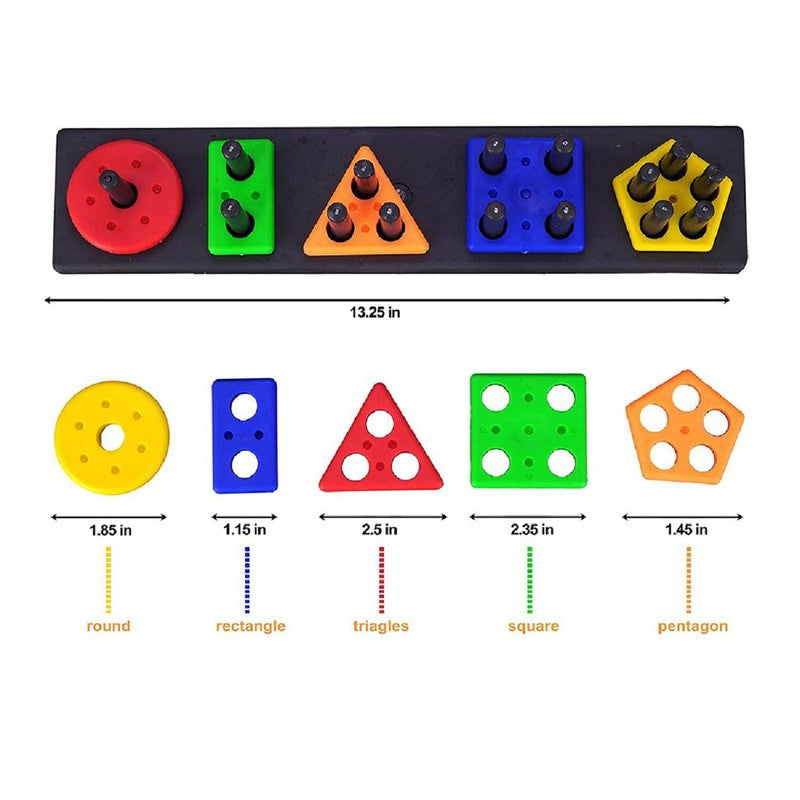 Plasic Geometric Shape Sorting & Stacking Toy - Mulicolor