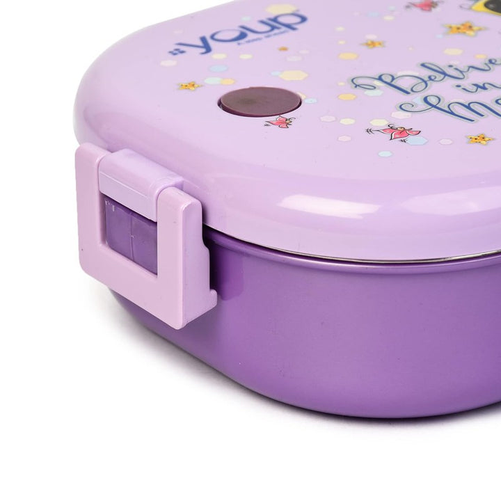 YOUP Stainless Steel Purple Color Unicorn Theme Kids Lunch Box BREAK TIME 850 ml