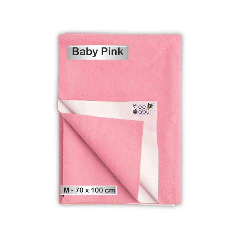 Baby Pink UltraDry Waterproof Baby Bed Protector / Dry Sheet (Size - Medium)