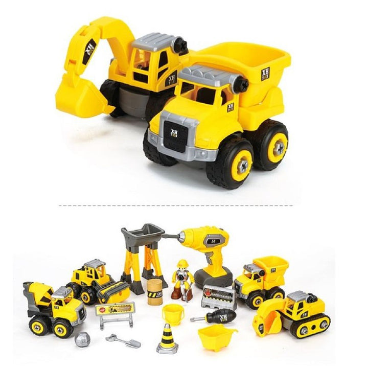 DIY Activity Construction Site Work Theme Construction Trucks Play Set For Kids - 14 Piece