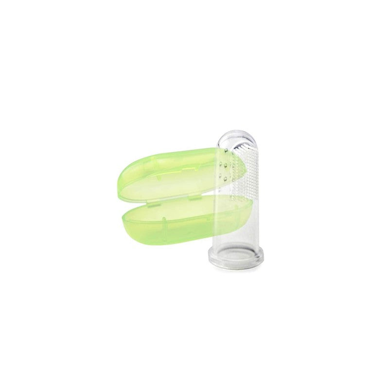 Silicone Baby Finger Brush with Carry Case (Green)