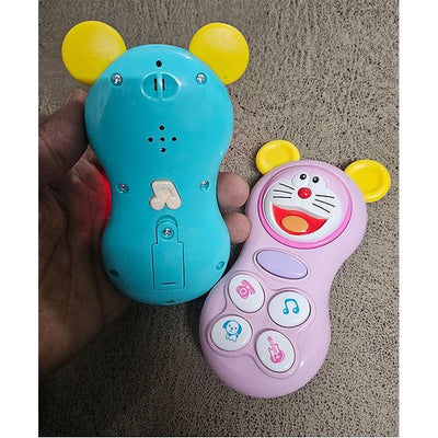 Musical Cartoon Mobile Phone Toy with Light & Sound for Kids Pack of 2 - (Assorted Color)