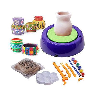 Pottery Wheel Toy With Tools, Clay & Paints - Multicolour