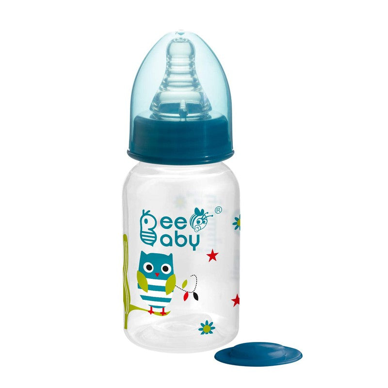 2 in 1 Advance+ Baby Feeding Bottle To Sippy Bottle with Anti-Colic Silicone Nipple & Silicone Sippy Spout. 100% BPA FREE. - 125 ML / 4 Oz. Blue