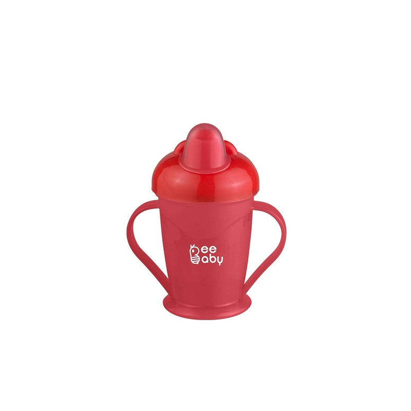 Light Red Twin Handle Hard Spout Sippy Cup. Leak-Proof, BPA FREE, Easy Grip. 180 ML / 6 Oz