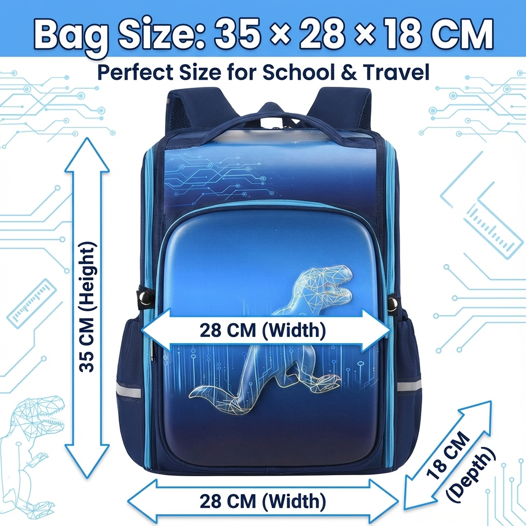 FunBlast Orthopedic Dinosaur Design School Backpack