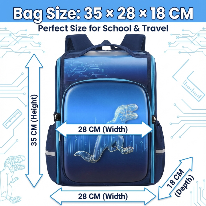 FunBlast Orthopedic Dinosaur Design School Backpack