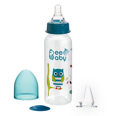 2 in 1 Advance+ Baby Feeding Bottle To Sippy Bottle with Anti-Colic Silicone Nipple & Silicone Sippy Spout. 100% BPA FREE. - 250 ML / 8 Oz. Blue