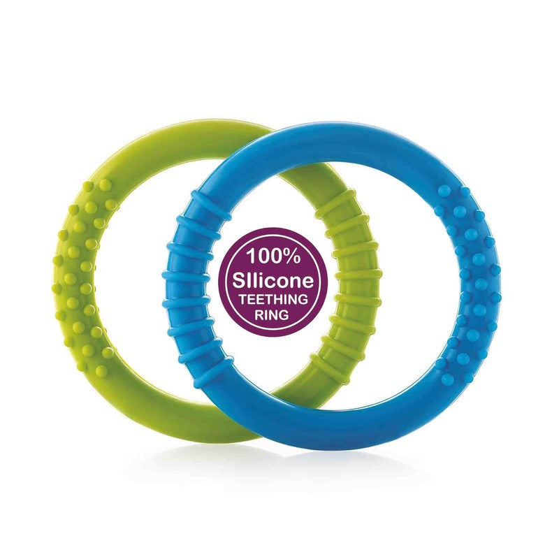 Infant Soft Silicone Ring Teether (100% BPA Free) (Loops - Blue & Green)