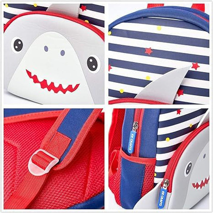 Cute Baby Shark Soft Plush Backpack with Front Pocket for Girls