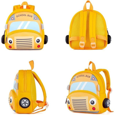 Cute School Bus Soft Plush Backpack with Front Pocket for Kids - 10.2 Inches