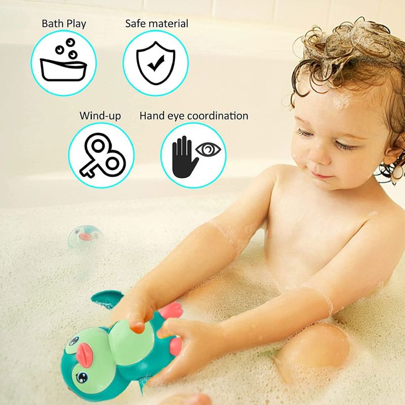 Swimming Penguin and Turtle Wind Up Bath Toy - Pack of 2