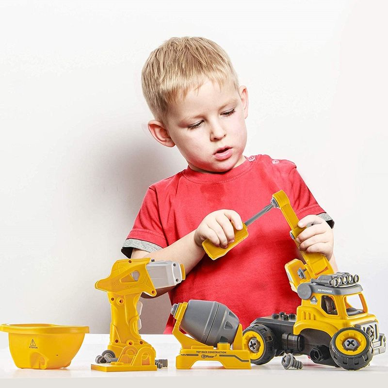 DIY Activity Construction Site Work Theme Construction Trucks Play Set For Kids - 14 Piece