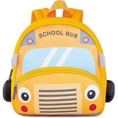 Cute School Bus Soft Plush Backpack with Front Pocket for Kids - 10.2 Inches