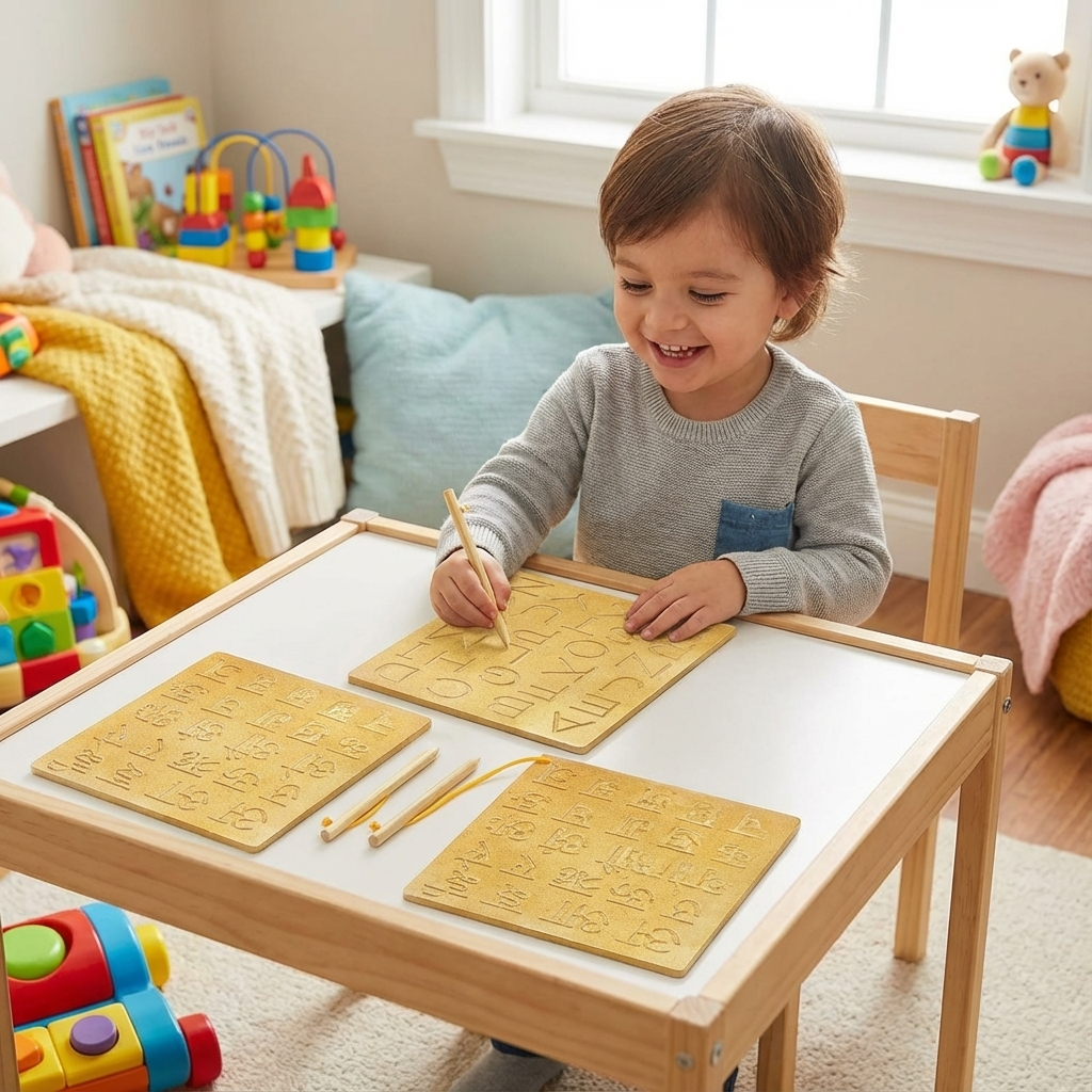 FunBlast Set of 3 Writing Practice Tracing Wooden Boards