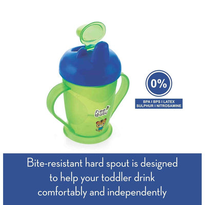 Twin Handle Hard Spout Sippy Cup. Leak-Proof, BPA FREE, Easy Grip. 180 ML / 6 Oz. (Green & Blue)