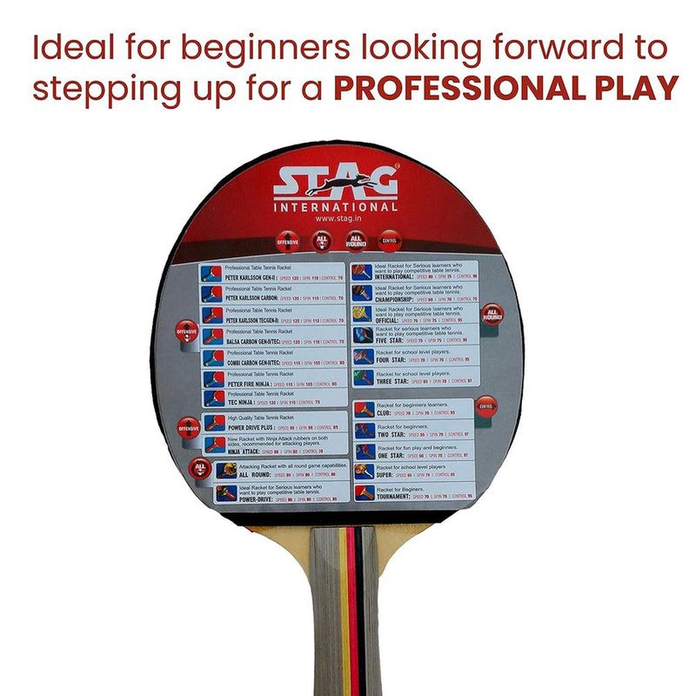Stag Global 4 Star Table Tennis Racquet (9 Years till Grown Ups) | Multicolor