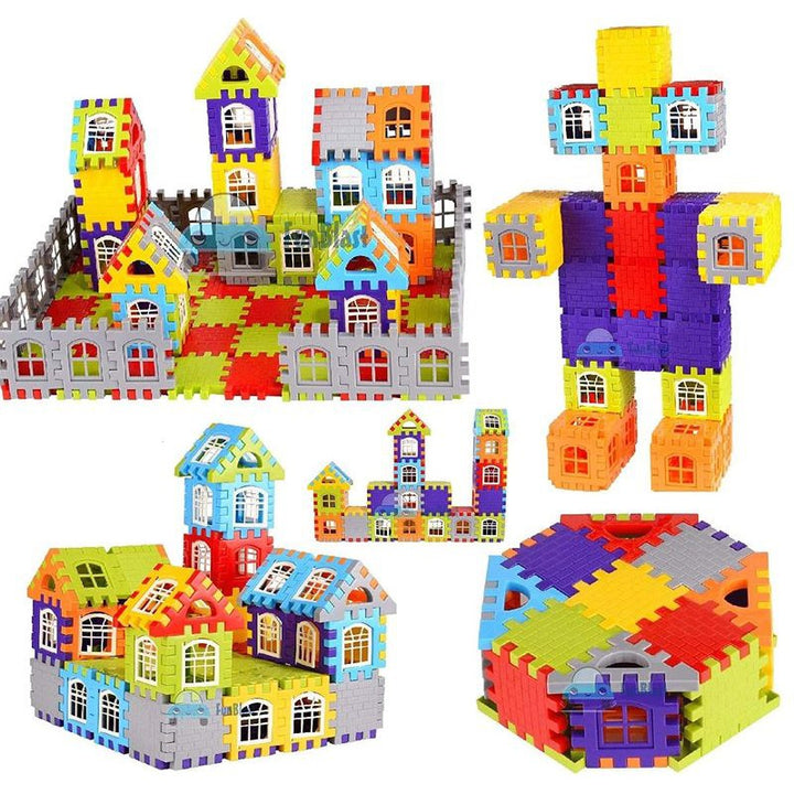 Happy Home Building Blocks Puzzle Games for Kids 72 piece- Multicolor