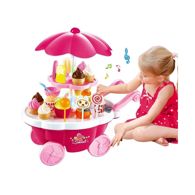 Ice Cream Toy Cart Play Set with Music & Light (Pack of 39)