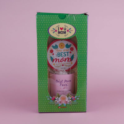 I Love You Mom Pink Scented Candle with Hanging