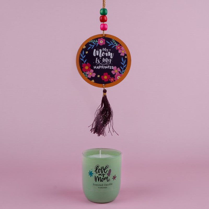 I Love You Mom Green Scented Candle with Hanging