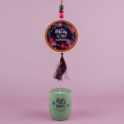 I Love You Mom Green Scented Candle with Hanging