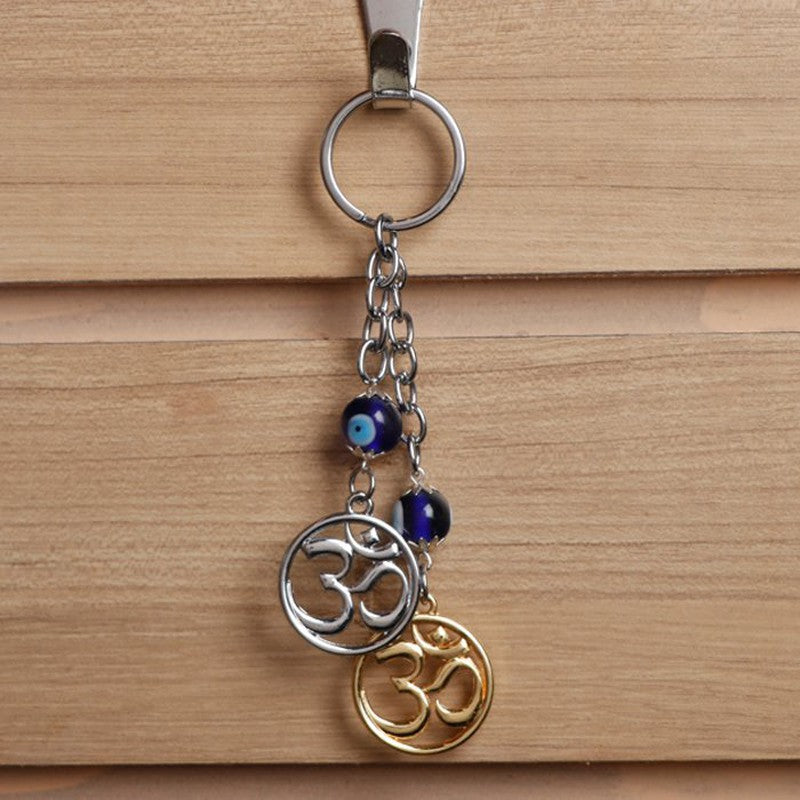 Evil Eye Gold and Silver Keychain- 13 CM