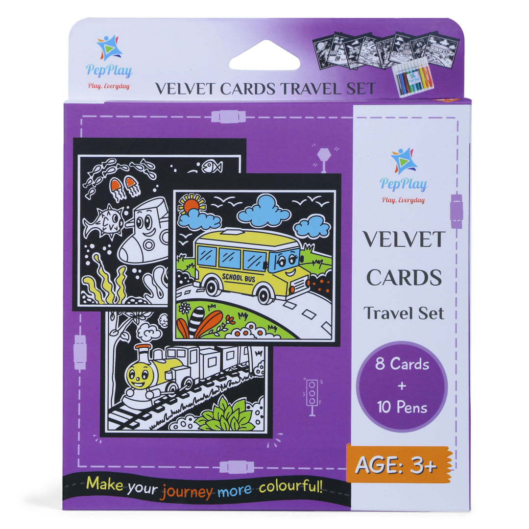 Velvet Colouring Cards - Travel Theme (4-8 Years)