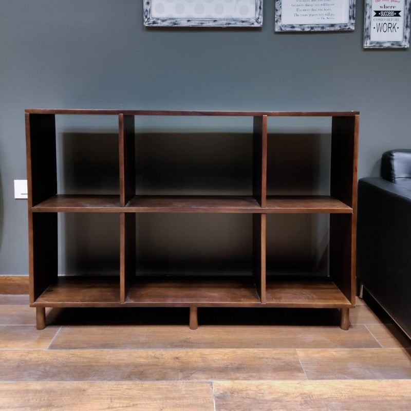 Montessori Wooden Shelf - Dark Brown with 6 cubies