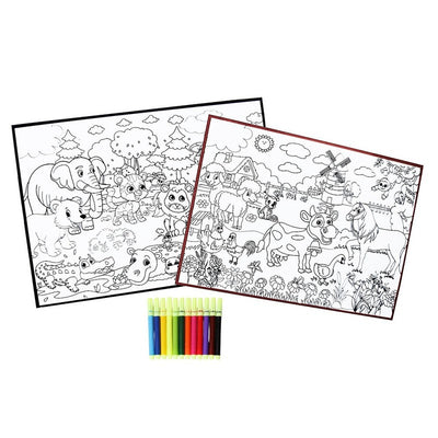 Art Doodle Mat Water Painting with 12 Waterproof Sketches Pens (Pack of 2)