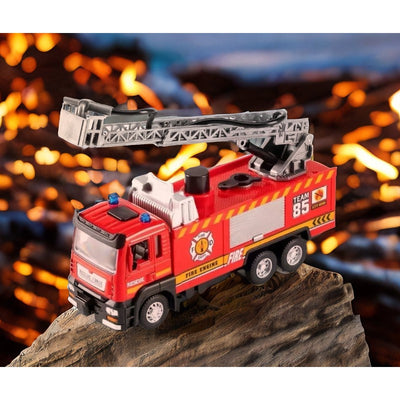 Die Cast Metal Realistic Fire Brigade Sprinkler Truck | Push Back Action for Kids | Multicolour