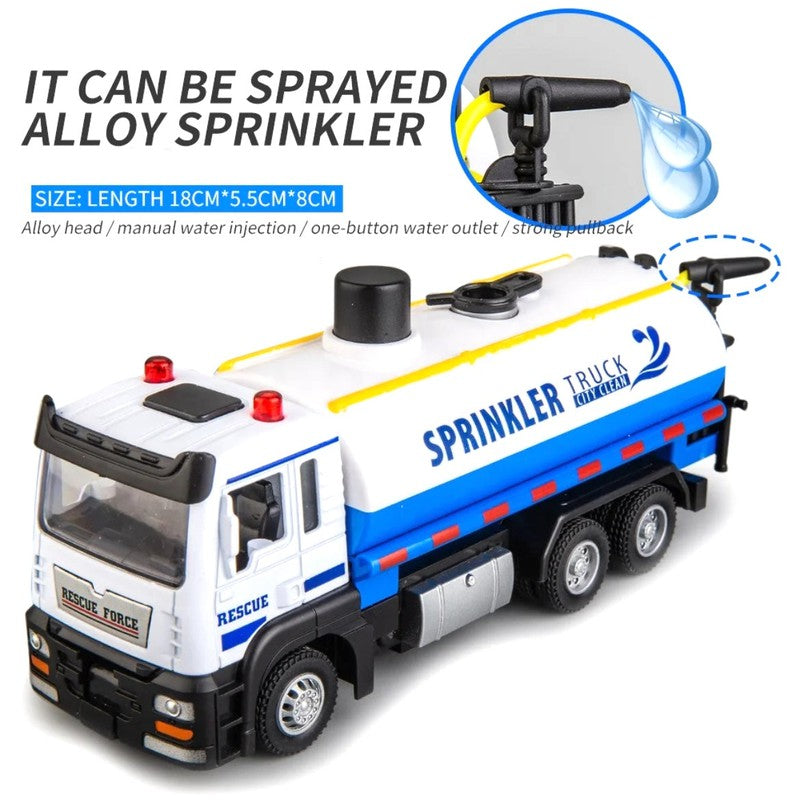 Die Cast Water Sprinkler Truck | Pull Back Action, Lights & Sounds | Multicolour