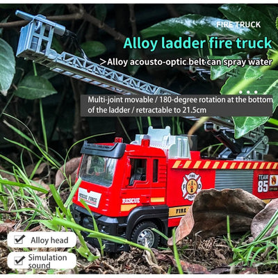 Die Cast Metal Realistic Fire Brigade Sprinkler Truck | Push Back Action for Kids | Multicolour