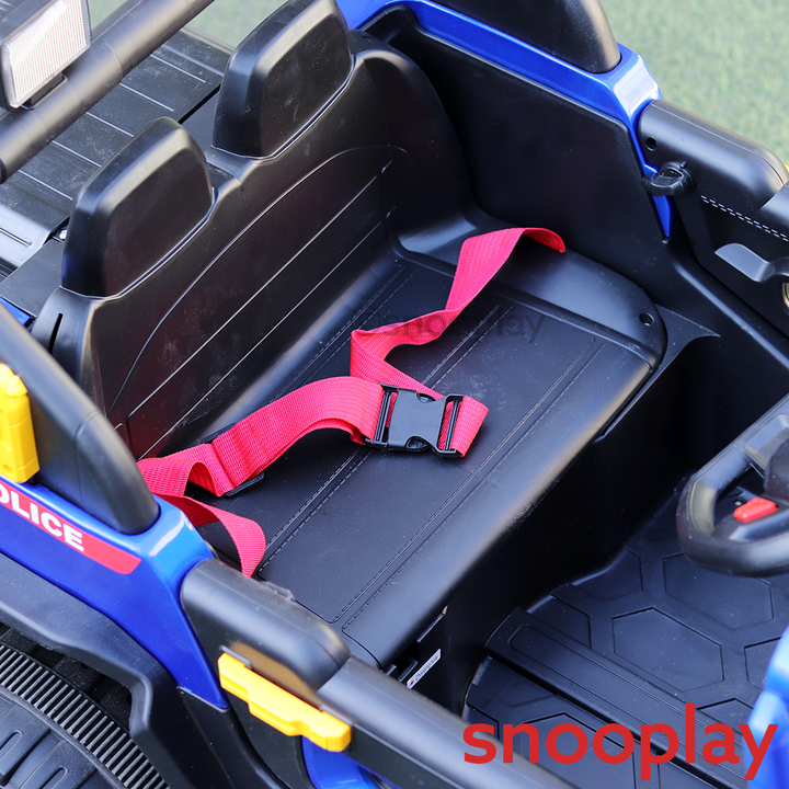 Parental & Self Control | Battery Police Ride On Jeep | Single Seater, Music, Light, AUX, Honk & Swing Feature (1.5-8 Years)
