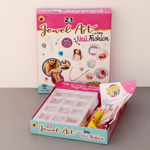 Applefun 'n' Learn 2 In 1 DIY Jewel Art Kit with New Nail Fashion - Paint & Create Your Own Jewellery (5-10 Years)