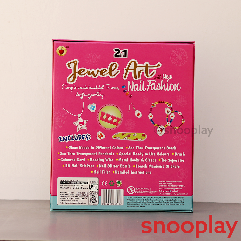 Applefun 'n' Learn 2 In 1 DIY Jewel Art Kit with New Nail Fashion - Paint & Create Your Own Jewellery (5-10 Years)