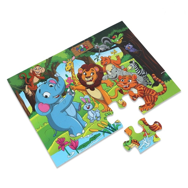 The Jungle Story - Jigsaw Puzzle (24 Piece + Educational Fun Fact Book)