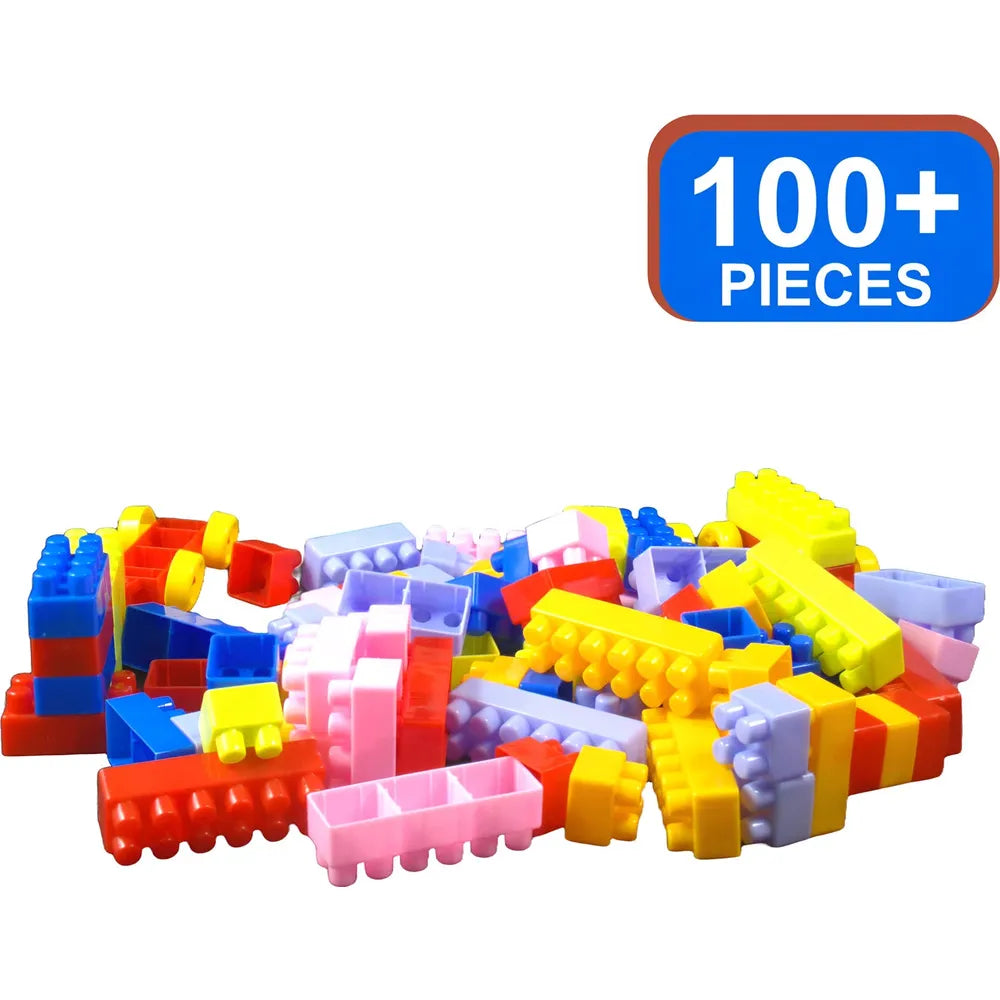 Ekta Junior Builders Building Blocks 100+ Pieces | Multicolor Construction Toy Set for Kids