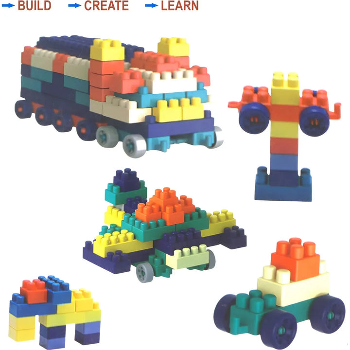 Ekta Junior Builders Building Blocks 100+ Pieces | Multicolor Construction Toy Set for Kids